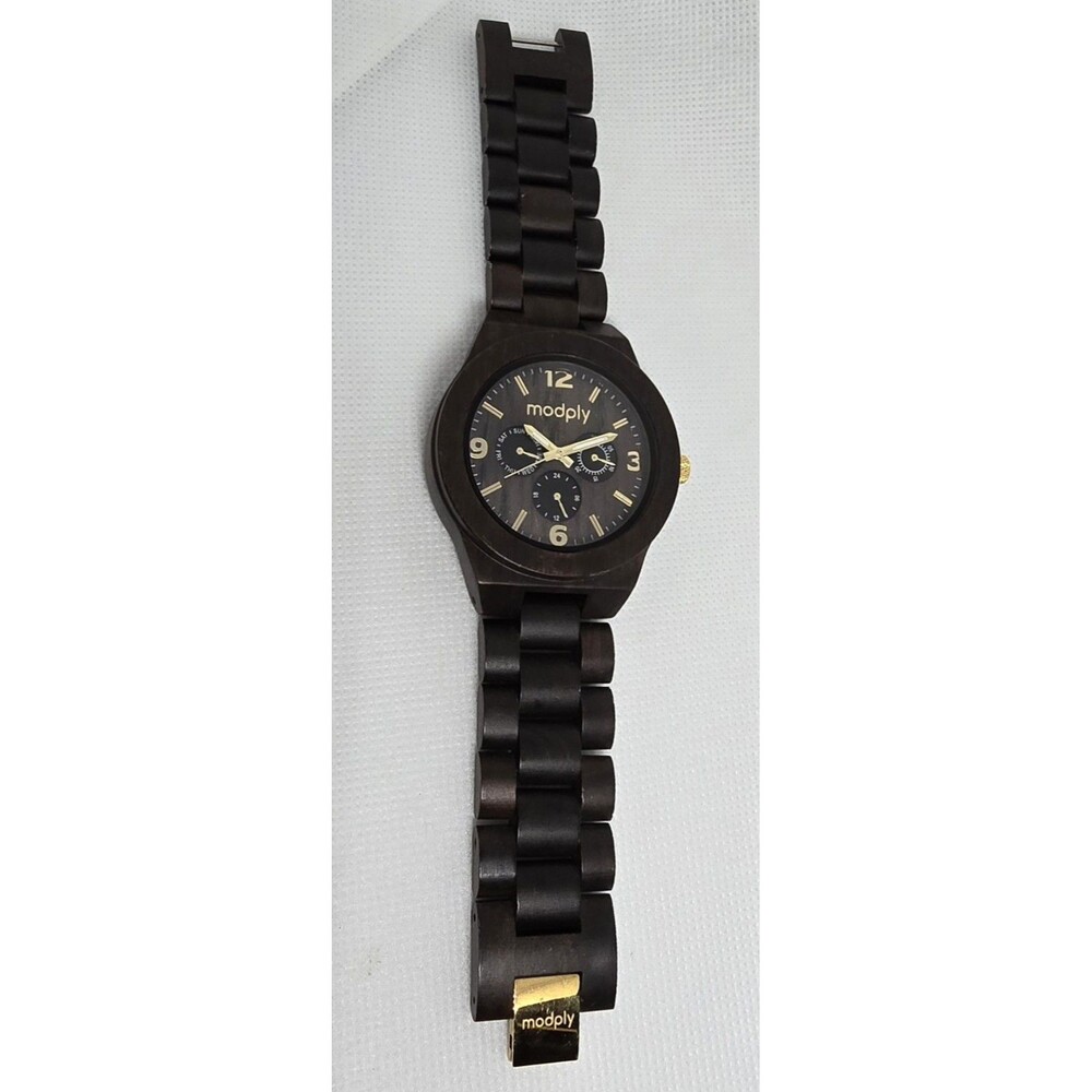 Men's Modply Wooden Classic Round Watch 13 - Picture 6 of 9